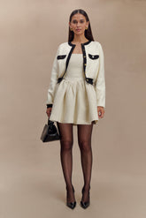 Tabitha Contrast Knit Cardigan - Ivory